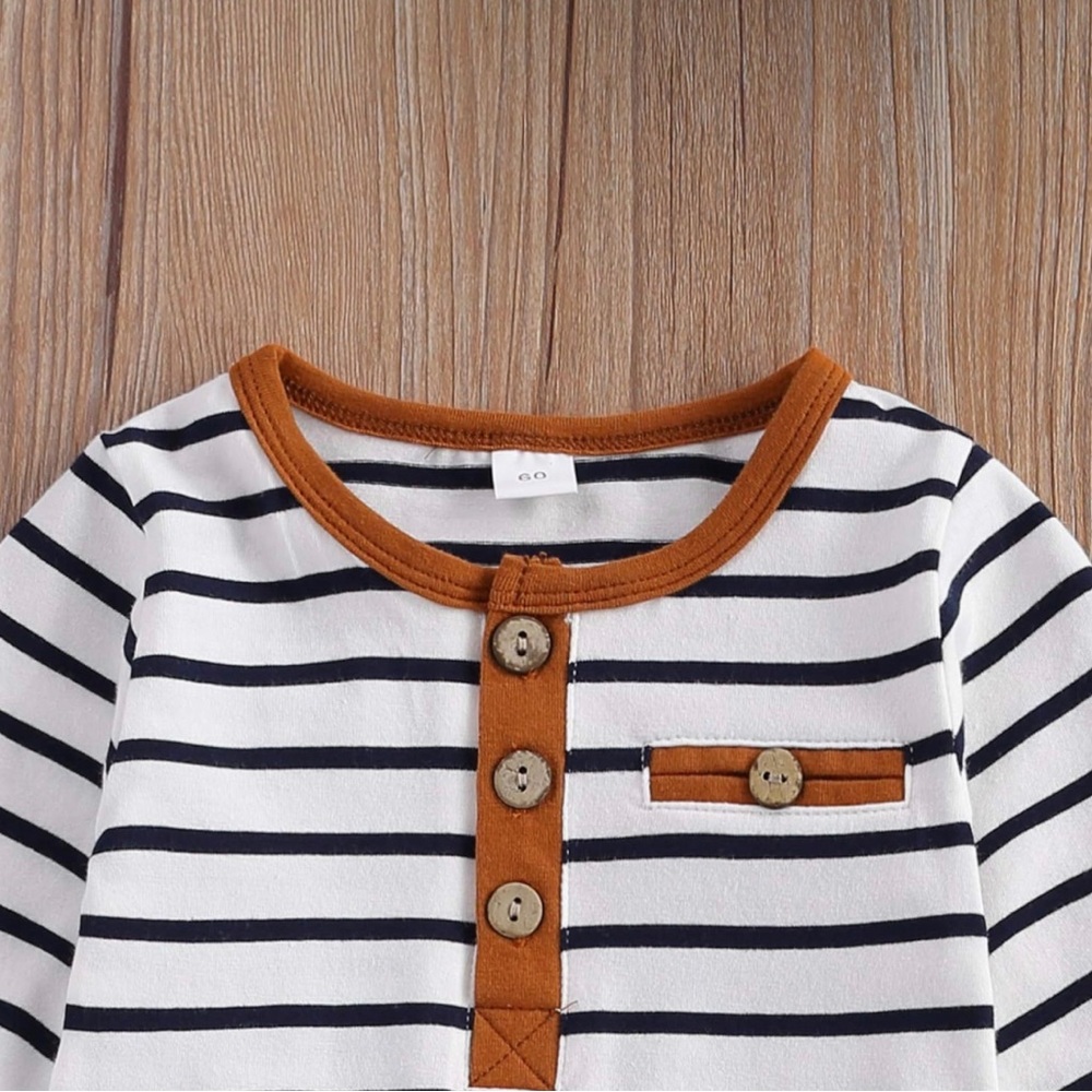 Newborn Baby Boy Girl Clothes striped Knitted Cotton Long Sleeve Pants - Picture 2 of 6